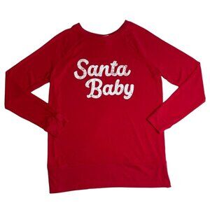 Isabel Maternity Shirt Top‎ Large Santa Baby Holiday Christmas Red Women's NEW